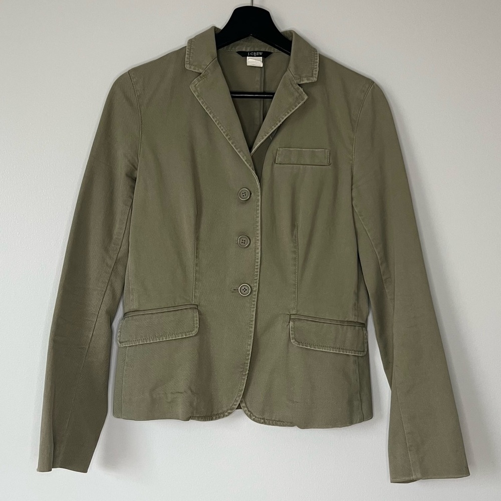 J.Crew Army Green Distressed Blazer